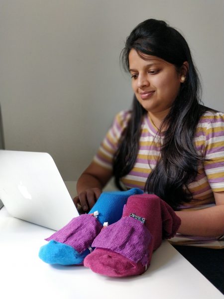 Deepti Aggarwal shows off her smart socks.