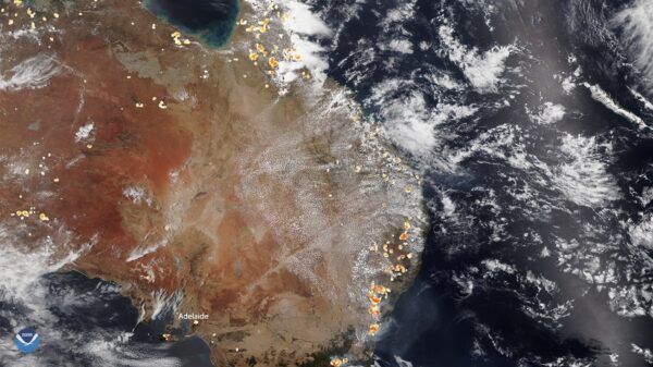 NOAA Satellite of 2019 Australia bushfire 1