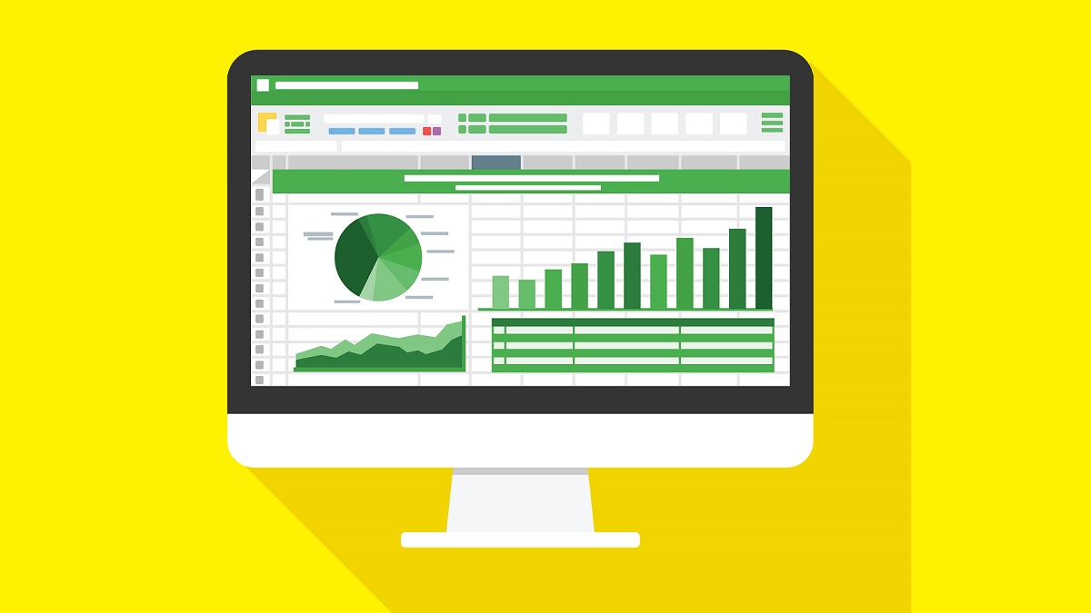 Illustration of a screen with Microsoft Excel on it