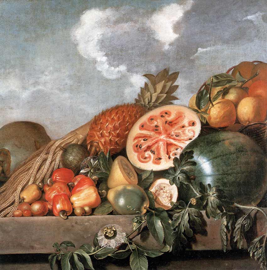 painting of fruit including a watermelon
