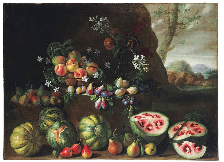 painting of fruit including watermelon