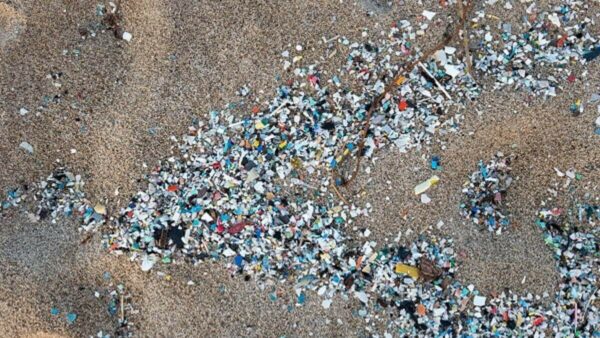 microplastics on a beach