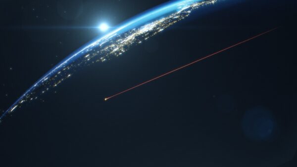Concept image of spacecraft re-entry over the Earth