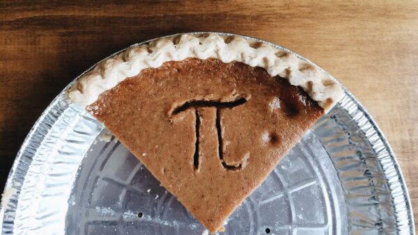 slice of pie with pi symbol on it for pi approximation day