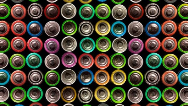 batteries lined up with different colours