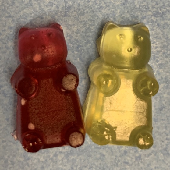 a red and yellow gummy bear