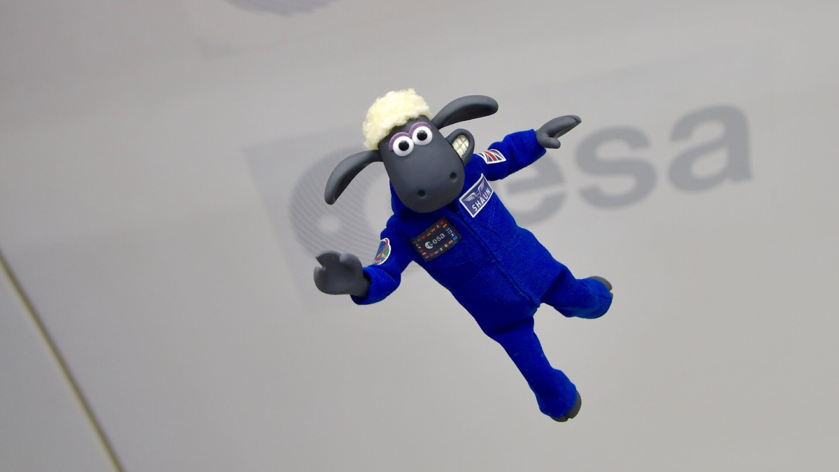 Shaun the Sheep floating in zero gravity