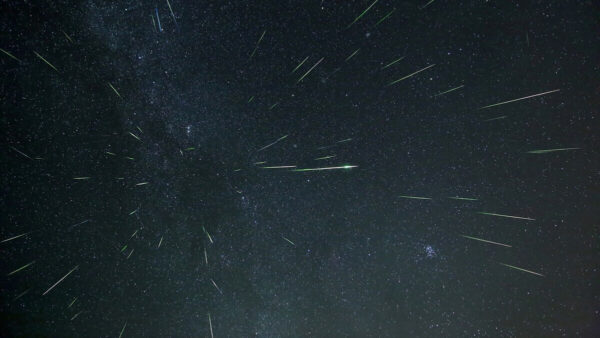 Nearly100Perseidmeteorscapturedover2.5hoursofimaging.PatGaines. Getty1