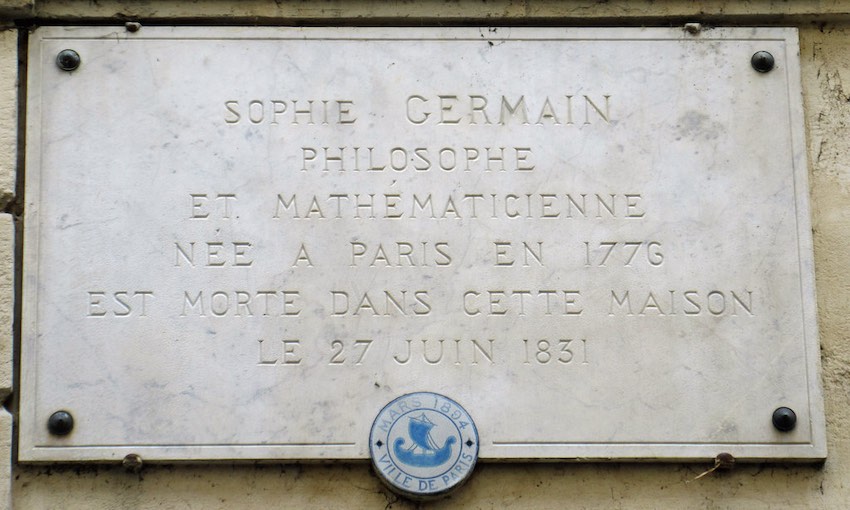 Sophie Germain plaque by Flickr user Monceau