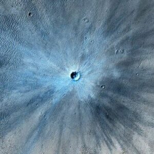 Crater on surface Mars as seen by the Mars Reconnaissance Orbiter