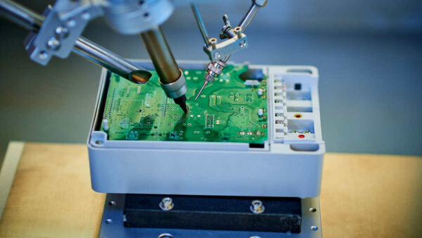 robotic-arm-welding-component-on-semiconductor-circuit-board