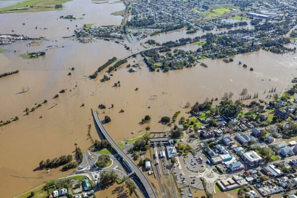 Floods in Maitland, NSW, Australia - aerial view