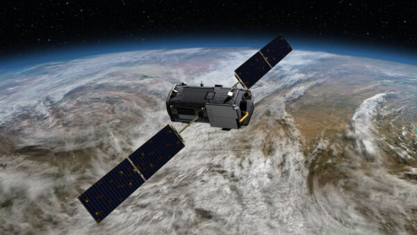 Illustration of a satellite above earth