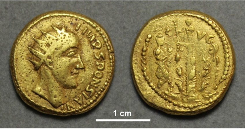 Roman coin with the emperor Sponsian on it