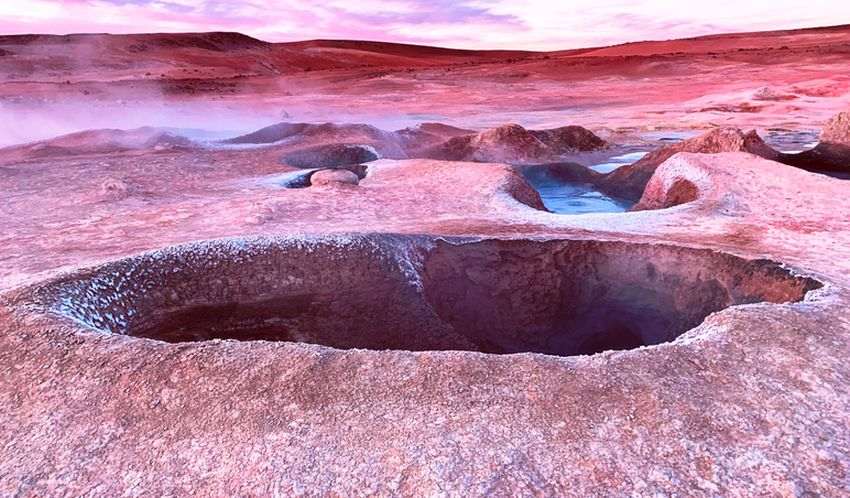 Surreal Mars volcanic landscape