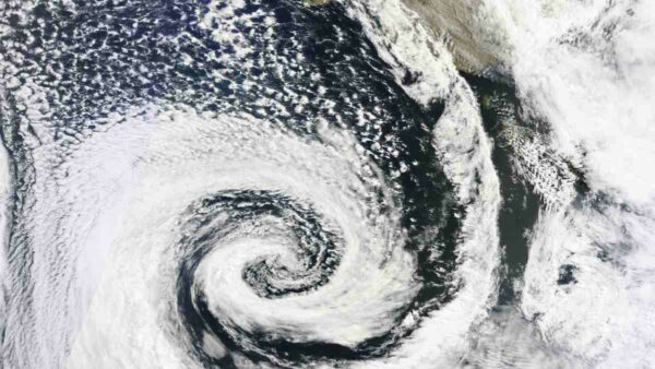 Satellite image of a cyclone off the coast of Australia