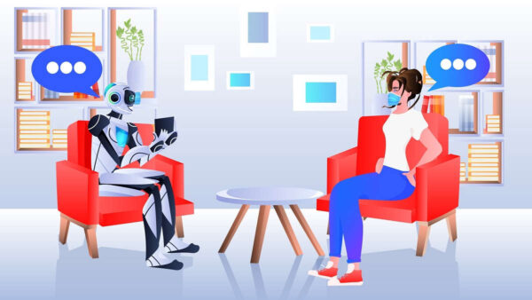 robot-psychologist-artwork-woman-in-mask-on-right-with-speech-bubbles