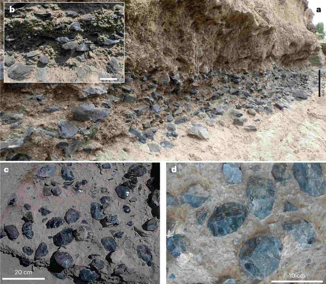 obsidian-hand-axes-in-sediment-photos