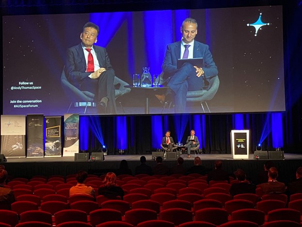 Dr Masaki Fujimoto, Deputy Director General of the Institute of Space and Astronautical Sciences, Japan Aerospace Exploration Agency, with Mr Enrico Palermo, Head, Australian Space Agency